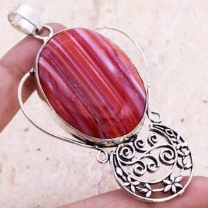 Pink Agate Gemstone 925 Sterling Silver Handmade Pendant Necklace